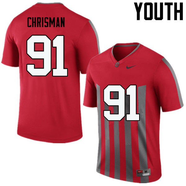 Ohio State Buckeyes #91 Drue Chrisman Youth University Jersey Throwback OSU91013